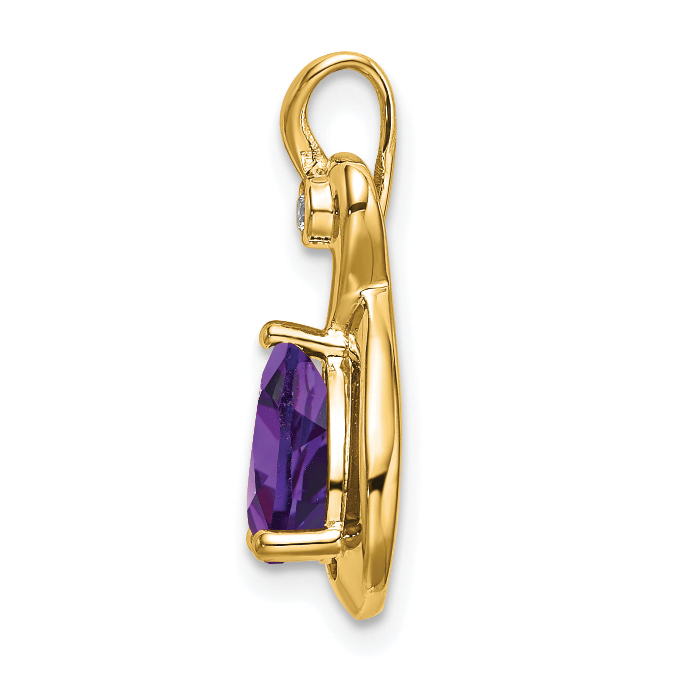 10k Pear Amethyst and Diamond Pendant Secondary image