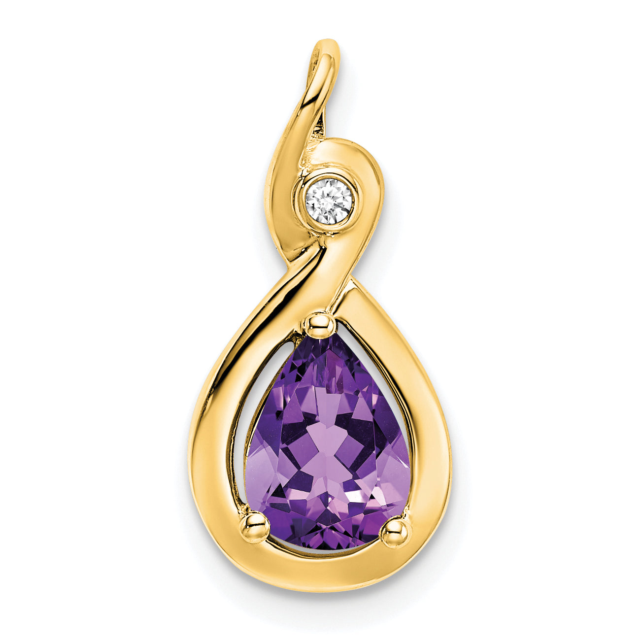 10k Pear Amethyst and Diamond Pendant Main image