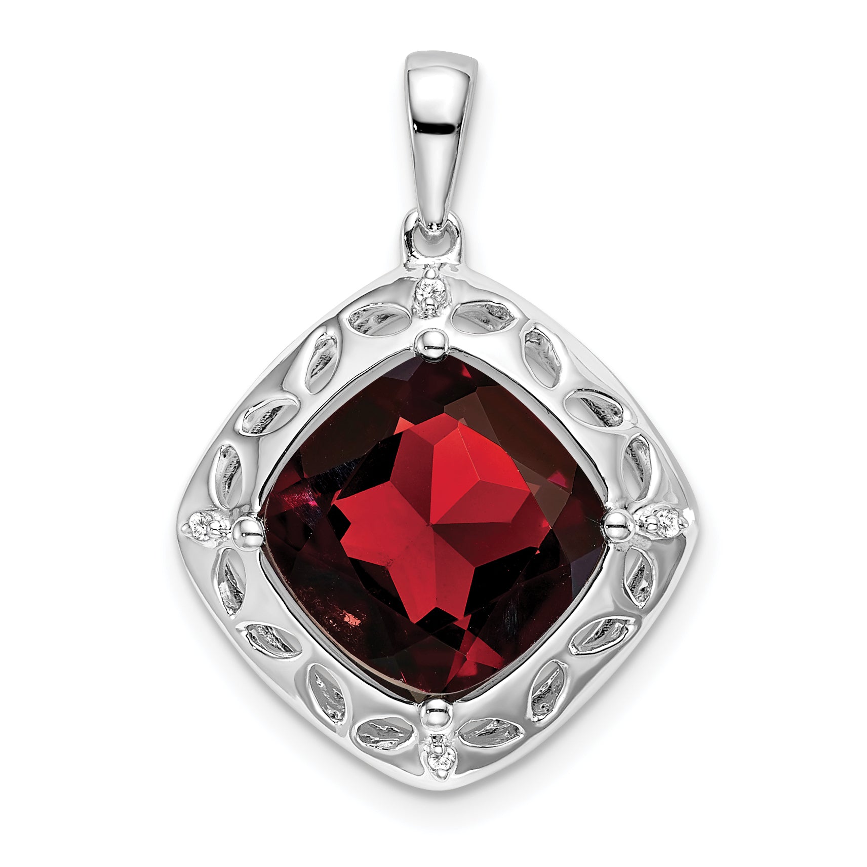 Sterling Silver Garnet and Diamond Pendant Main image