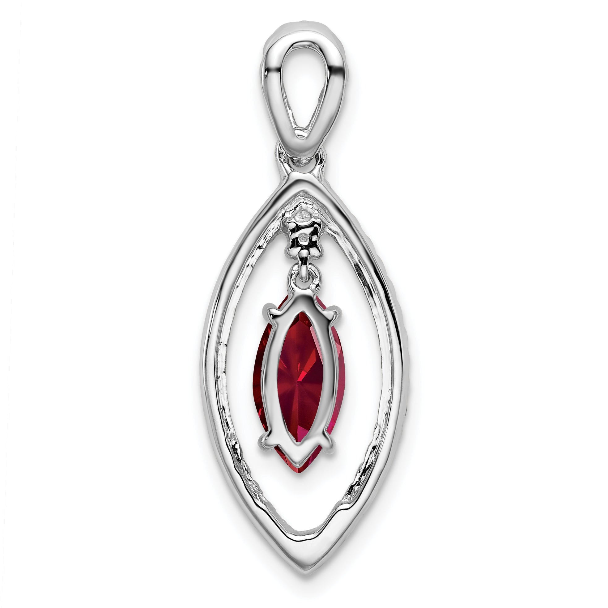 14k White Gold 1/3 carat Lab Grown Diamond VS/SI+ G+ and Lab Created Ruby Chain Slide Pendant