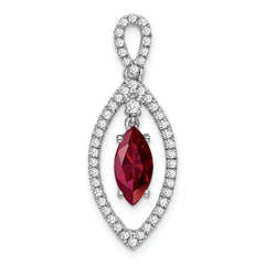 14k White Gold 1/3 carat Lab Grown Diamond VS/SI+ G+ and Lab Created Ruby Chain Slide Pendant