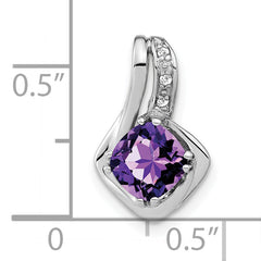 10k White Gold Amethyst and Diamond Pendant