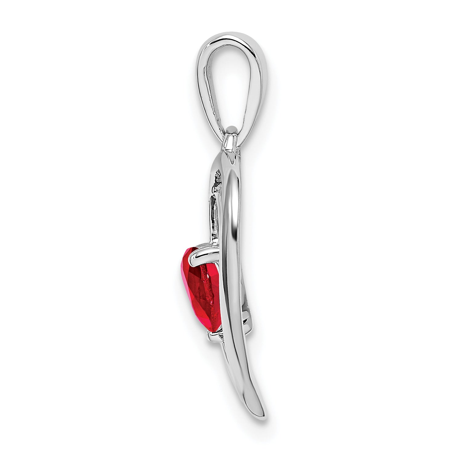 14k White Gold Ruby and Diamond Heart Pendant Secondary image