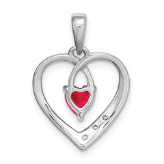 14k White Gold Ruby and Diamond Heart Pendant