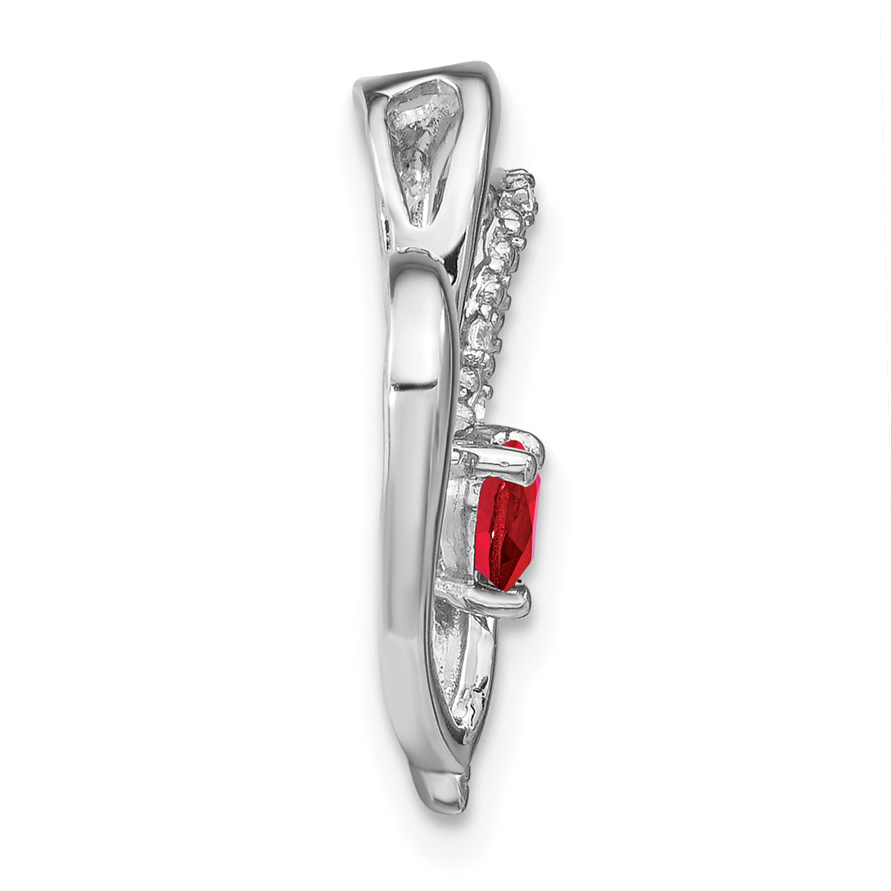 14k White Gold Ruby and Diamond Heart Chain Slide Secondary image