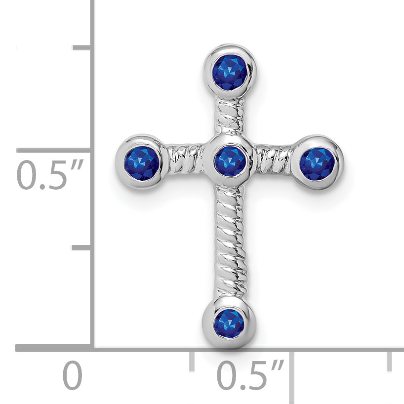 10k White Gold Sapphire Cross Chain Slide Secondary image
