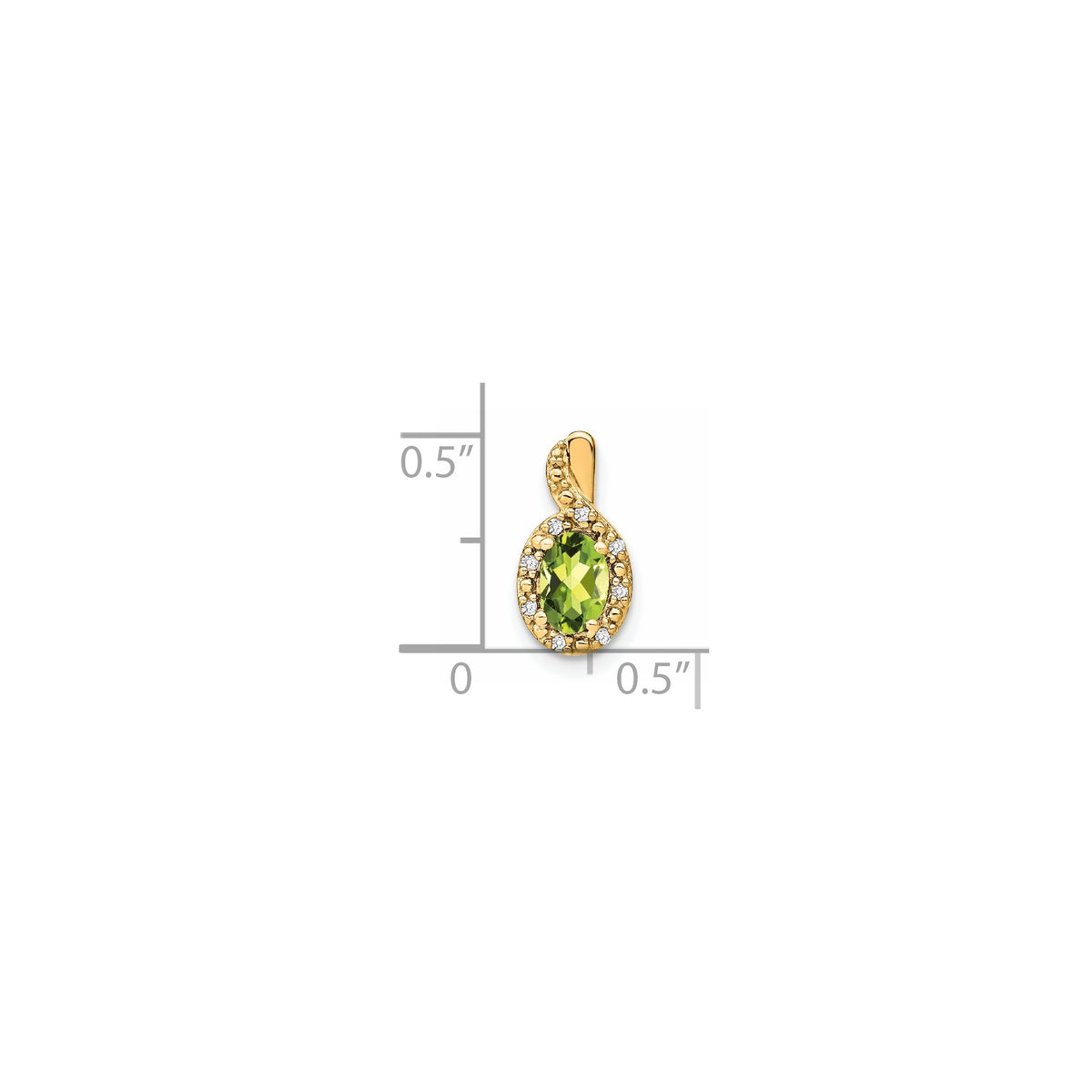Oval Peridot & Diamond Pendant in 10K Yellow Gold (0.04 ct. tw.) - Sophia Jewelers