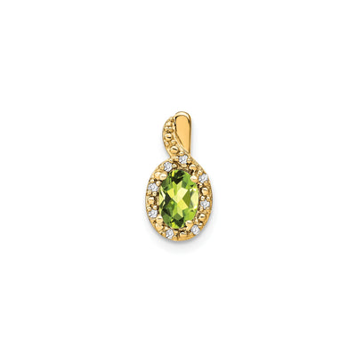 Oval Peridot & Diamond Pendant in 10K Yellow Gold (0.04 ct. tw.) - Sophia Jewelers
