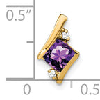 10k Yellow Gold Cushion Amethyst and Diamond Chain Slide