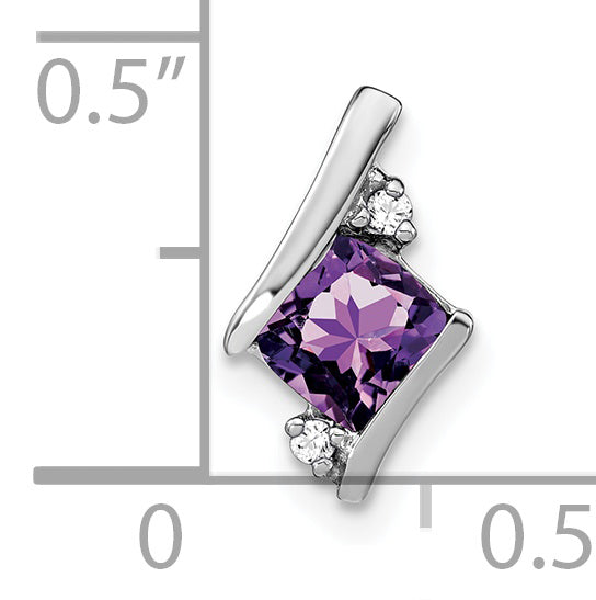 Sterling Silver Antique Cushion Amethyst and Diamond Pendant Secondary image