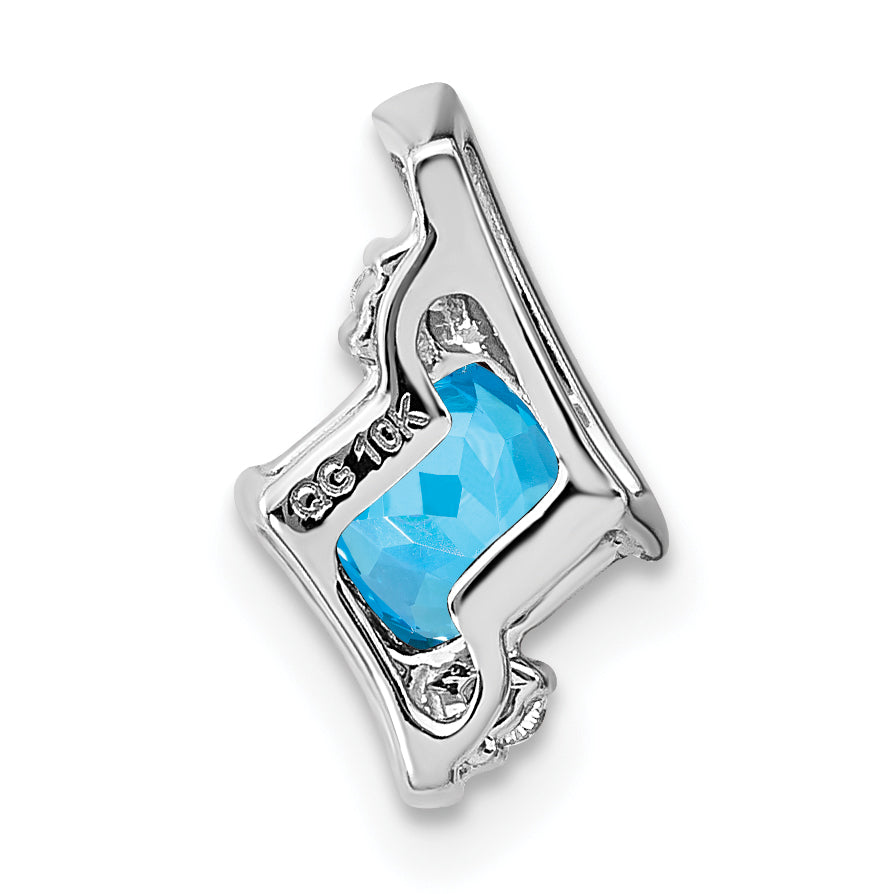 Sterling Silver Antique Cushion Blue Topaz and Diamond Pendant Secondary image