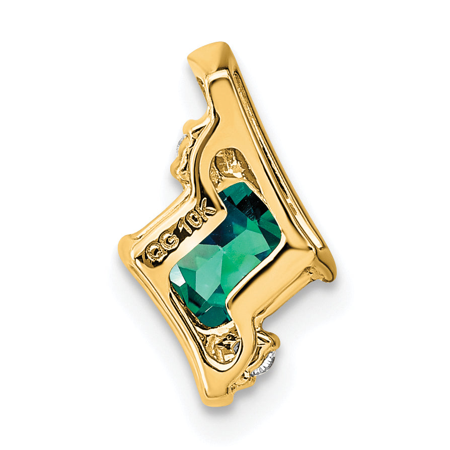 10k Yellow Gold Cushion Cr. Alexandrite and Diamond Chain Slide Secondary image