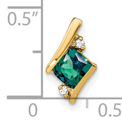 10k Yellow Gold Cushion Cr. Alexandrite and Diamond Chain Slide