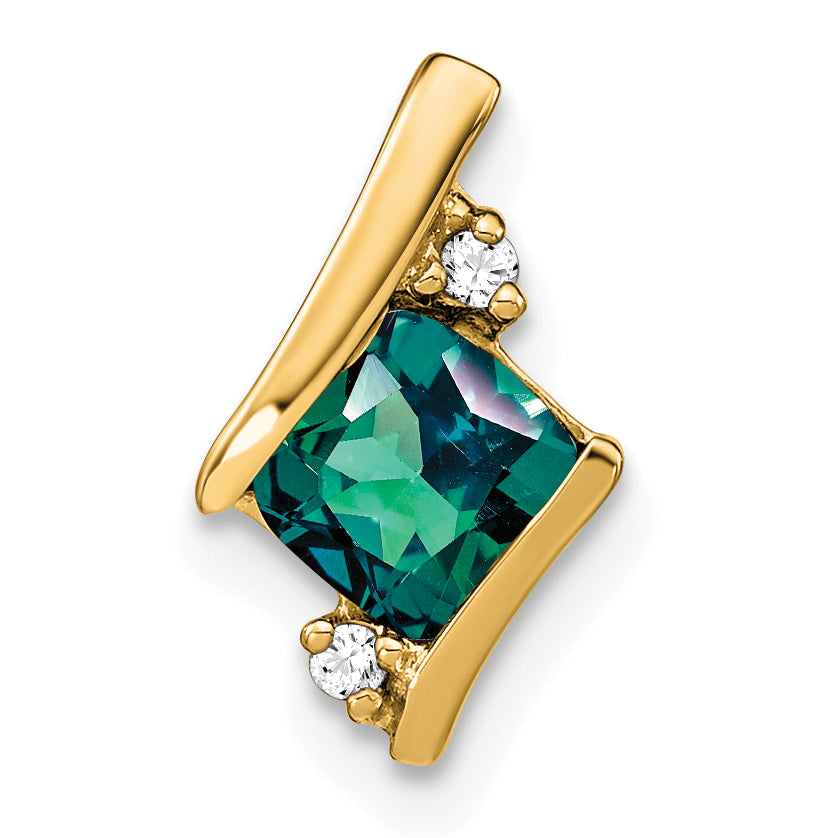 10k Yellow Gold Cushion Cr. Alexandrite and Diamond Chain Slide Main image