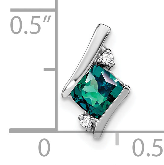 Sterling Silver Antique Cushion Cr. Alexandrite and Diamond Pendant Secondary image