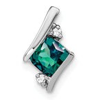 Sterling Silver Antique Cushion Cr. Alexandrite and Diamond Pendant