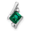 Sterling Silver Antique Cushion Cr. Emerald and Diamond Pendant