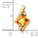 10k Yellow Gold Cushion Citrine and Diamond Chain Slide