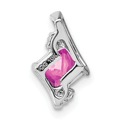 Sterling Silver Antique Cushion Cr. Pink Sapphire and Diamond Pendant