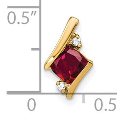 10k Yellow Gold Cushion Cr. Ruby and Diamond Chain Slide
