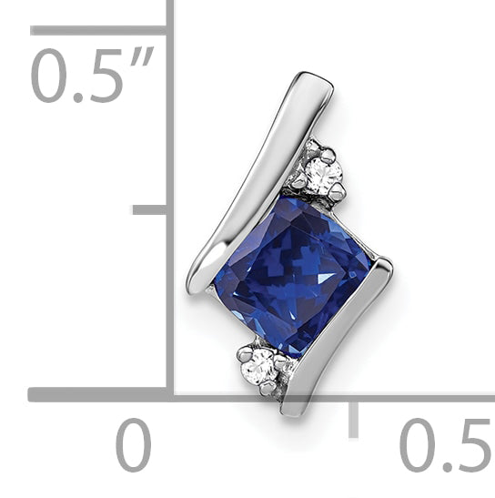10k White Gold Cushion Cr. Sapphire and Diamond Chain Slide Secondary image