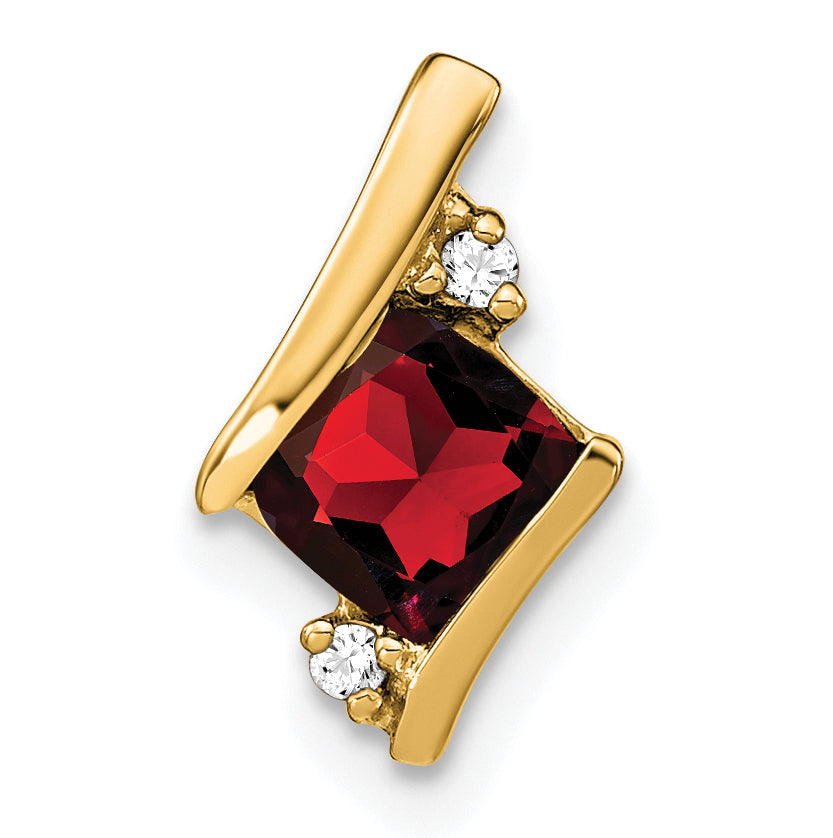 10k Yellow Gold Cushion Garnet and Diamond Chain Slide Main image