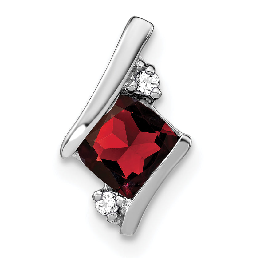 Sterling Silver Antique Cushion Garnet and Diamond Pendant Main image