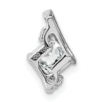 10k White Gold Cushion White Topaz and Diamond Chain Slide