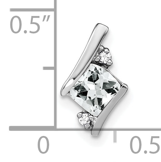 10k White Gold Cushion White Topaz and Diamond Chain Slide Secondary image