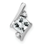 10k White Gold Cushion White Topaz and Diamond Chain Slide