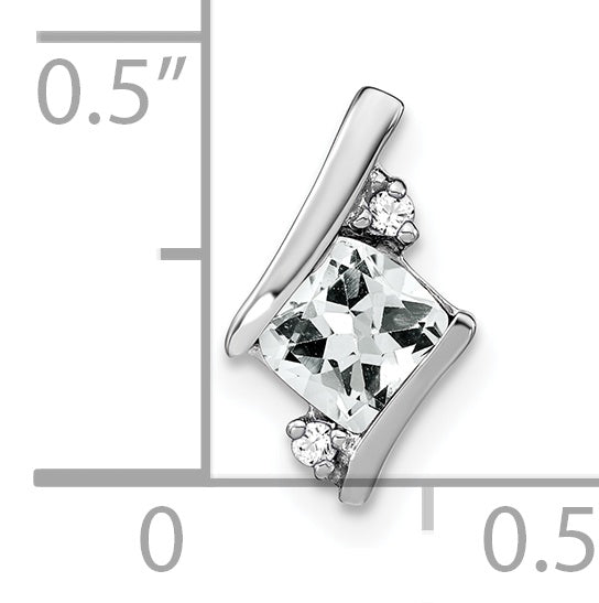 Sterling Silver Antique Cushion White Topaz and Diamond Pendant Secondary image