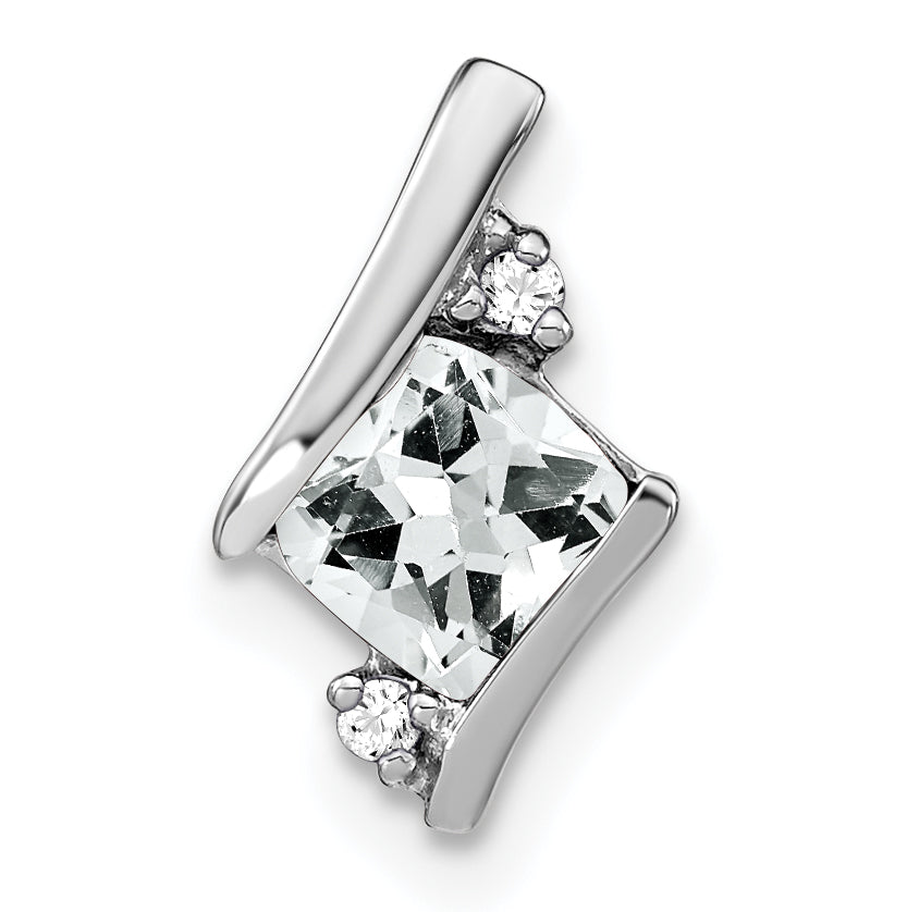 Sterling Silver Antique Cushion White Topaz and Diamond Pendant Main image