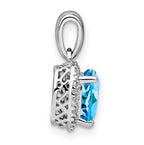 Sterling Silver Rhodium-plated Blue Topaz and Diamond Pendant