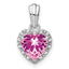 Sterling Silver Polished Diamond Rhod-plated Created Pink Sapphire/ Pendant