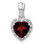 Sterling Silver Rhodium-plated Garnet and Diamond Pendant