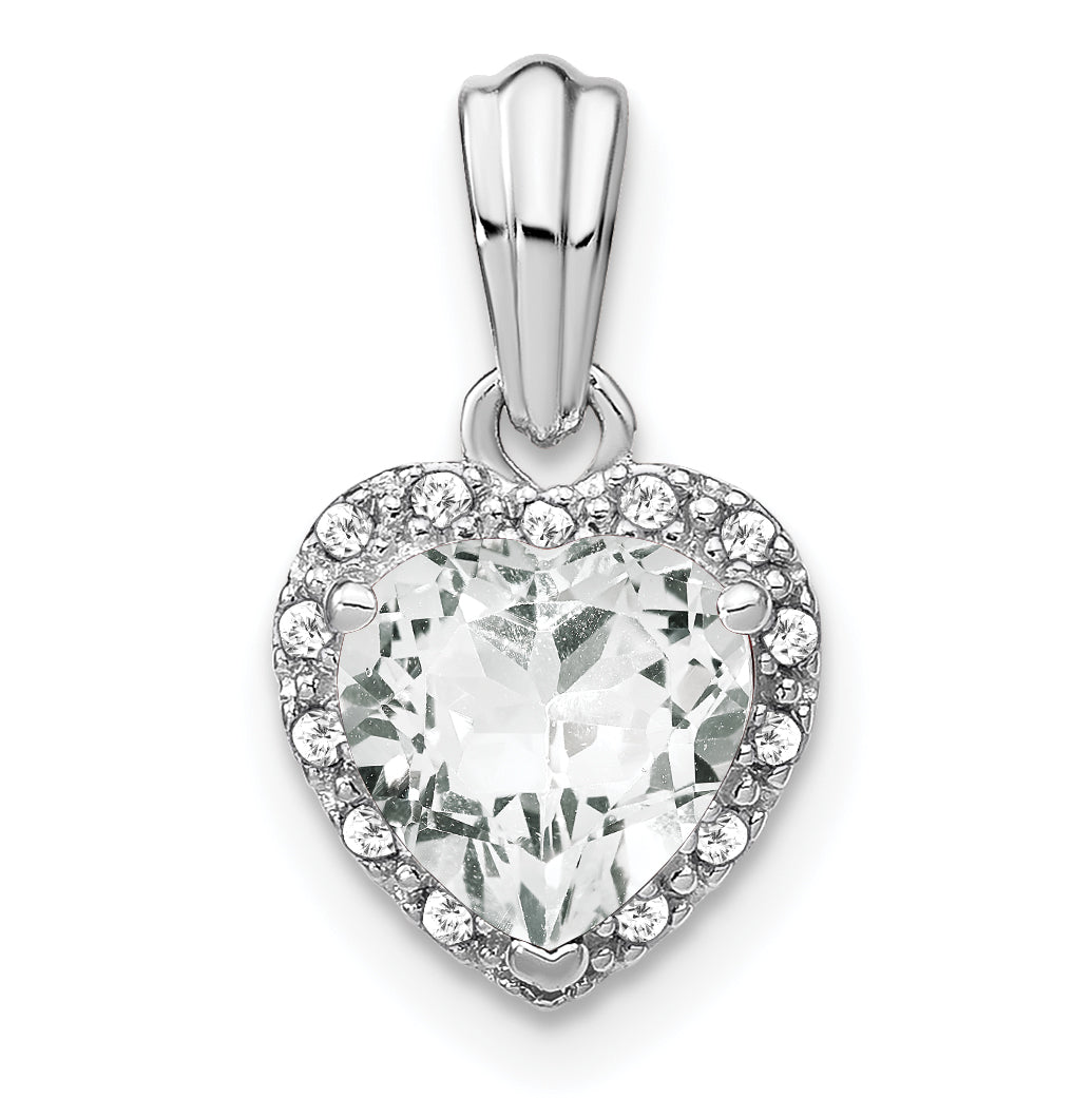 Sterling Silver Rhodium-plated White Topaz and Diamond Pendant Main image