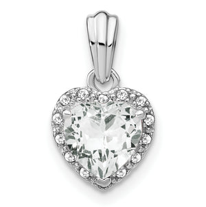Heart-Shaped White Topaz & Diamond Pendant in Sterling Silver (0.07 ct. tw.) - Sophia Jewelers