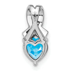 Sterling Silver Rhodium-plated Blue Topaz and Diamond Pendant