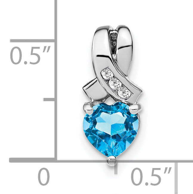 Sterling Silver Rhodium-plated Blue Topaz and Diamond Pendant Secondary image