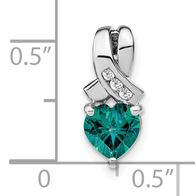 Sterling Silver Rhodium-plated Created Alexandrite/Diamond Pendant Secondary image