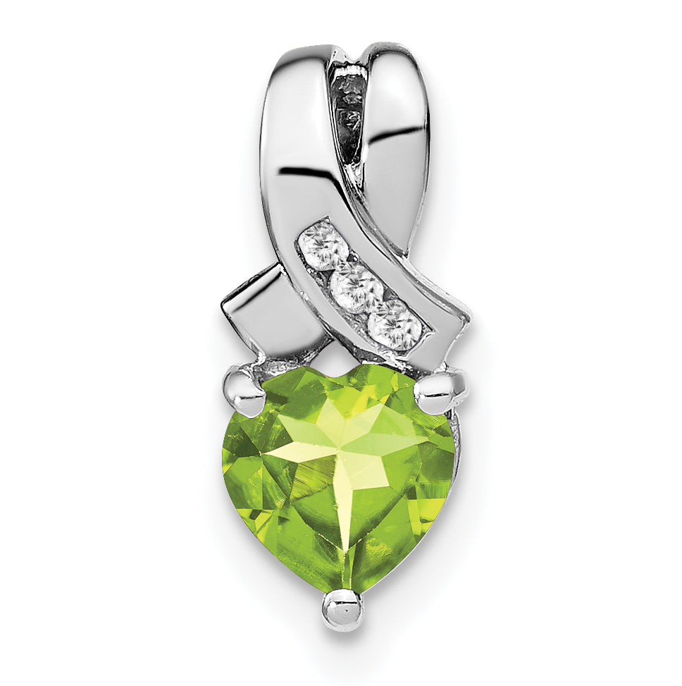 Sterling Silver Rhodium-plated Peridot and Diamond Pendant Main image