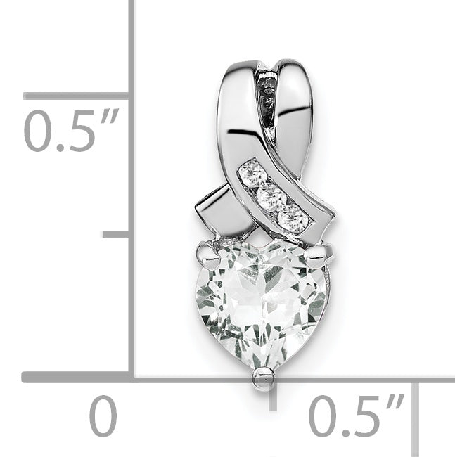 Sterling Silver Rhodium-plated White Topaz and Diamond Pendant Secondary image
