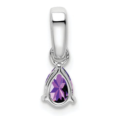 10k White Gold Pear Amethyst and Diamond Pendant