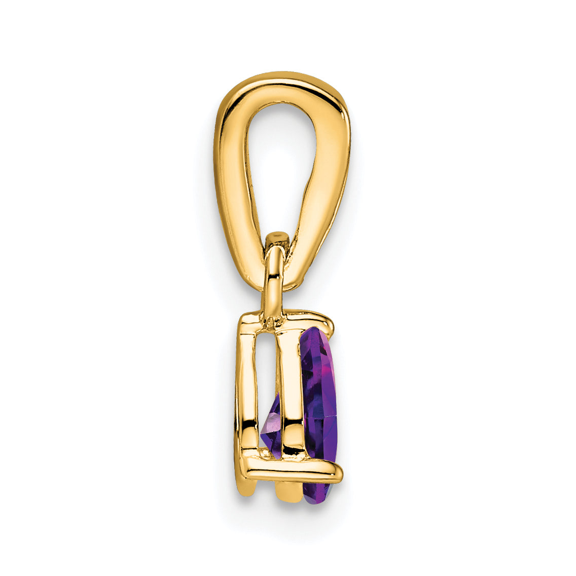 10k Yellow Gold Pear Amethyst and Diamond Pendant Secondary image