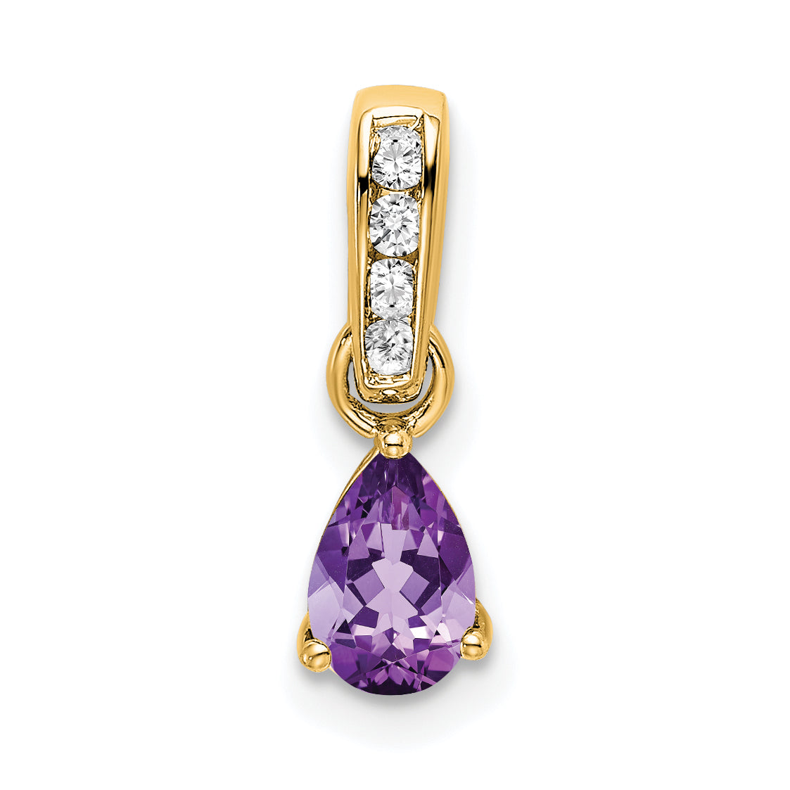 10k Yellow Gold Pear Amethyst and Diamond Pendant Main image