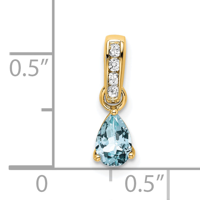 10k Yellow Gold Pear Aquamarine and Diamond Pendant Secondary image