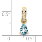 10k Yellow Gold Pear Aquamarine and Diamond Pendant