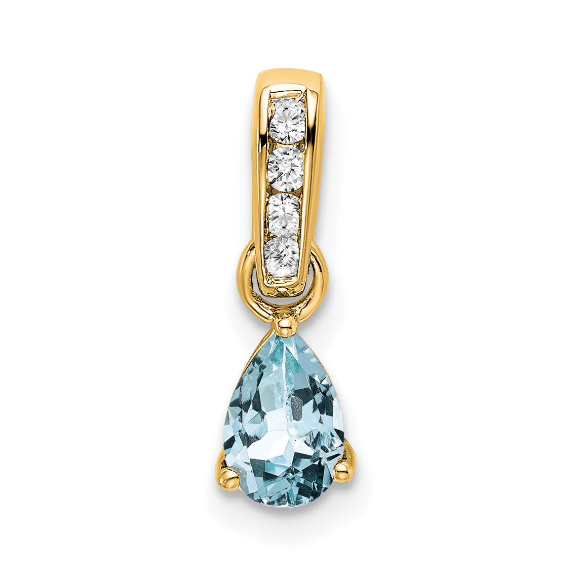 10k Yellow Gold Pear Aquamarine and Diamond Pendant Main image