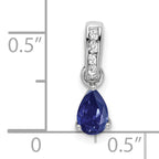 14k White Gold 1/20 carat Lab Grown Diamond VS/SI+ G+ and Lab Created Blue Sapphire Complete Pendant