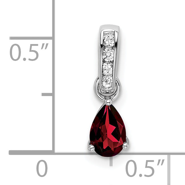 10k White Gold Pear Garnet and Diamond Pendant Secondary image